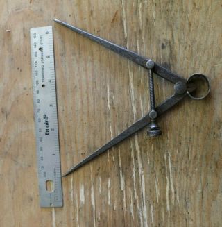 Vintage Lutz 6.  5 " Metal Spring Caliper Compass Straight Divider Meas
