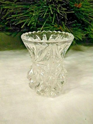 Vintage Clear 24 Leaded Crystal Glass Pineapple Cut Toothpick Holder Germany