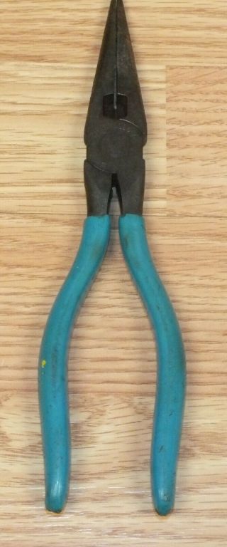 Vintage Channellock (317) Blue Handle 8 " Long Needle Nose Pliers - Usa Read