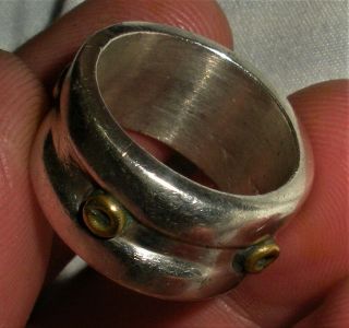 Vintage C.  1950 Sterling Silver Mexican Wedding Band Ring Thick & Heavy Vafo