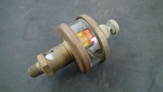 Vintage Gits Gravity Feed Drip Oiler Brass 2 - 1/2 " Diameter Hit Miss Engine