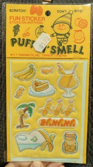 Vintage Banana Scent Puff N Smell Sniff Stickers Nip Puffy Trend Ctp Mark 1 80s