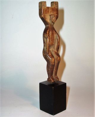 Old TOTEM DEITY BEING Hand Carved Wood Art Sculpture Statue Figurine Vintage VG 2