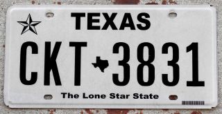 So Called " Classic " Black On White Texas License Plate In Shape