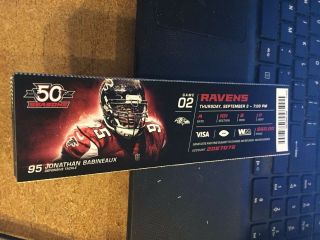 2015 Atlanta Falcons Vs Baltimore Ravens Nfl Ticket Stub 9/3 Jonathan Babineaux
