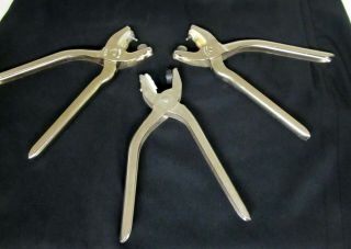 3 Vintage Metal Snap Punch Pliers Tools Scovill