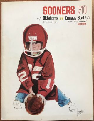 Oct.  24,  1970 Game Program.  Oklahoma Sooners Vs Kansas State Wildcats