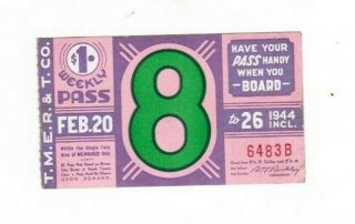 Milwaukee Railway Transit Ticket Pass February 20 - 26 1944 Have Pass Handy