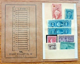 Vintage Elbe Brand Stamp Wallet & Perforation Gauge,  Includes Old Stamps