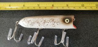 Vintage Heddon Lucky 13 Fishing Lure Silver Flitter