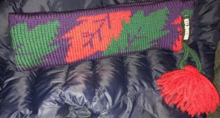 Vintage Obermeyer Ski Headband Pom Pom Tassle Hand Knit In Usa,  Wool/itch
