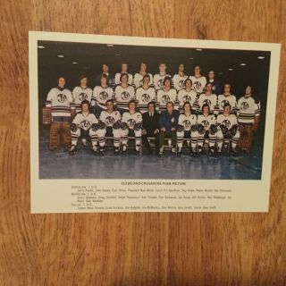 Wha 1970’s Cleveland Crusaders Team Photo,  Gerry Cheevers,  Bob Whidden 5”x7”