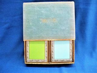 Vintage Tiffany & Co.  Set Of 2 Complete Playing Card Decks In Blue Velvet Case