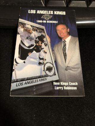 1995 - 96 Los Angeles Kings Hockey Pocket Schedule Bud Ice Version Larry Robinson