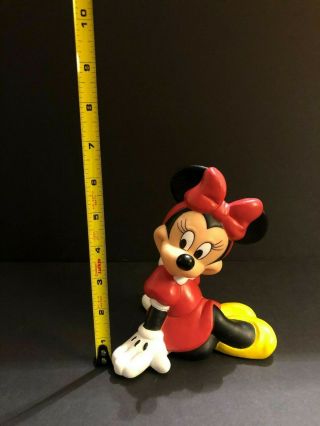 Vintage 1970 ' s Hand Painted Minnie Mouse Molded Plastic Coin Bank 6 