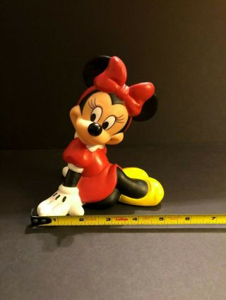 Vintage 1970 ' s Hand Painted Minnie Mouse Molded Plastic Coin Bank 6 