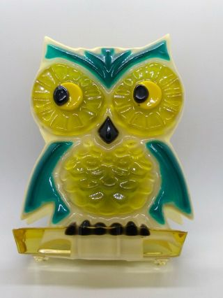 Vintage Retro Lucite Acrylic Owl Napkin Holder Letter Holder
