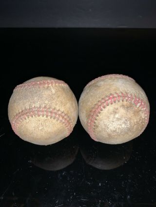 Four Old Antique Vintage Red Stitching Baseballs