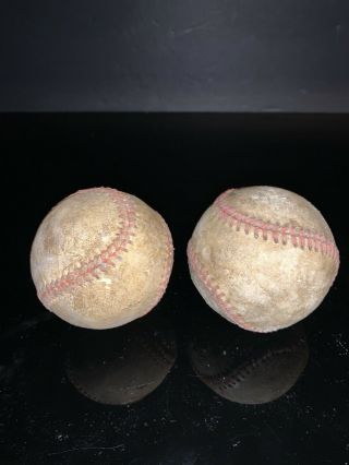 Four Old Antique Vintage Red Stitching Baseballs 3