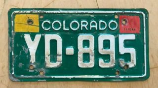 Colorado Motorcycle Cycle License Plate " Yd 895 " Co