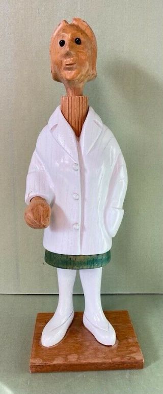 Vintage Romer Italian Hand Carved Wood Nurse Figurine Made In Italy