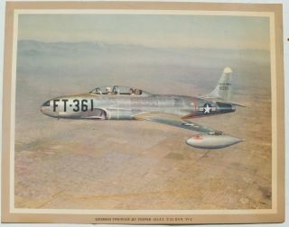 Vtg Lockheed Two - Place Jet Trainer U.  S.  A.  F.  T - 33 U.  S.  N.  Tv - 2 Lithograph Poster