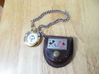 Vintage Mickey Mouse Pocket Watch With Chain And Case