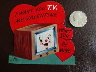 Vtg Valentine Card Anthropomorphic I Want You Tv My Won 