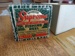 Vintage Pflueger Supreme No.  1573 Fishing Reel Box (no Reel) With Guide -