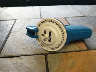 Vintage Rotex 3/8 " Tape Handheld Embosser Embossing Label Maker Labeler Blue Usa