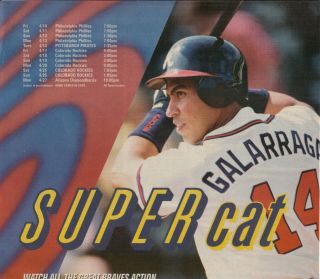 Andres Galarraga - - Atlanta Braves - - 1998 Wtbs Televised Schedule Advertisement
