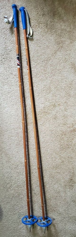 Vintage Sparta 145 Bamboo Ski Poles Made In Norway