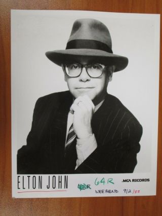 Vtg Glossy Photo Sir Elton Hercules John Singer Pianist Rocket Man Portrait 17