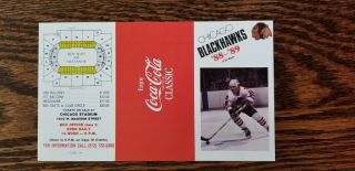Chicago Blackhawks Nhl Hockey Schedule Coca - Cola 1988 - 89