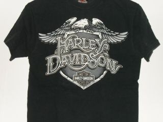 Harley Davidson T Shirt Eagle Bar And Shield Silver/gold Thorp 