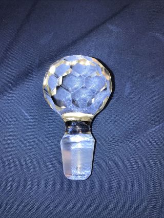 Vintage Clear Crystal Glass Faceted Bottle Stopper Apothecary Decanter Bulbous