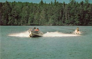 Saranac York Boat Lake View Vintage Postcard D1 Id:5959