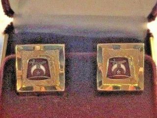 Vintage Shriner Masonic Freemason Enamel Gold Tone Cuff Links
