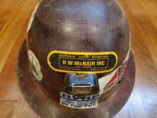 Vintage Fiberglass Mining MSA Safari Full Brim Hard Hat with Insert 2