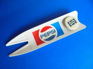 Vintage Pepsi Cola Advertising Enamel Metal Golf Divot Tool And Ball Marker Set