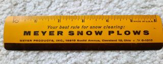 Vtg 6 " Metal Ruler Meyers Snow Plow Cleveland Oh Ohio Dick Weigand 1940s 40s Art