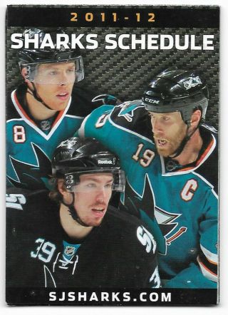 2011 - 12 Nhl Hockey Pocket Schedule San Jose Sharks Thornton Pavelski Boyle