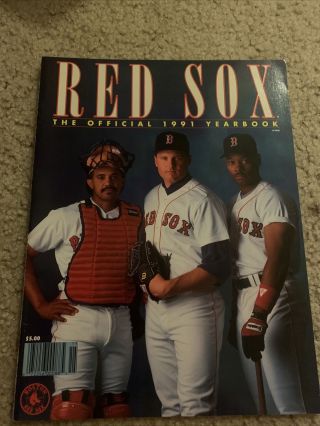 1991 Boston Red Sox Official Yearbook Tony Pena Ellis Burks Roger Clemens