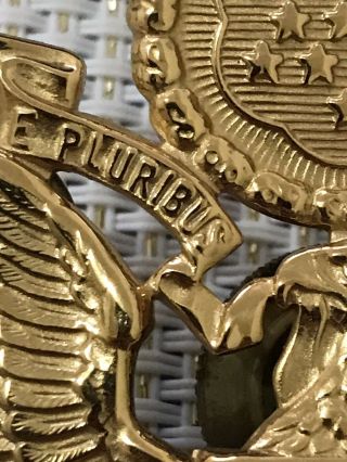 Vintage Brass Eagle Hat Badge E PLURIBUS UNUM Hat Pin 3
