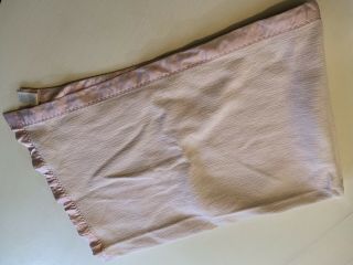 Vintage Cotton Satin Trim Pink Baby Blanket Made In USA 2