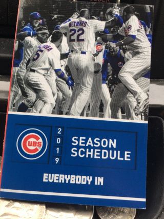 2019 Chicago Cubs Baseball Pocket Schedule Budweiser Version