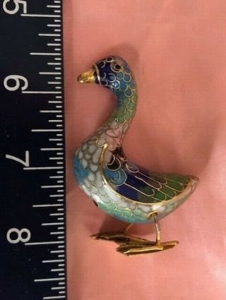 Vintage Small Chinese Cloisonné Enamel Duck Figurine