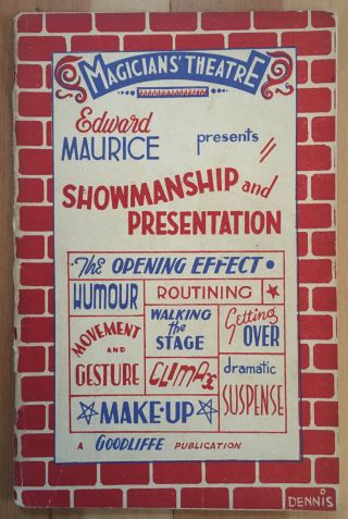 Vintage 1946 Magician’s Theatre Showmanship And Presentation Book Edward Maurice