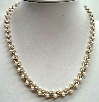 Stunning Vintage Estate Gold Tone Pearl Bead 18 " Necklace 4034w