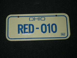 Vintage 1983 Metal License Plate Ohio Red - 010 Bike Bicycle Cereal Box